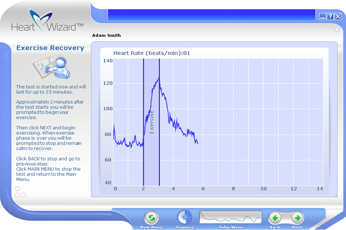 Click to see a larger picture of Exercise Recovery session screen