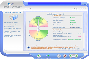 Click to see a larger picture of Health Snapshot report screen